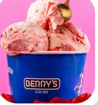 Potinho Berry's de sorvete de morango